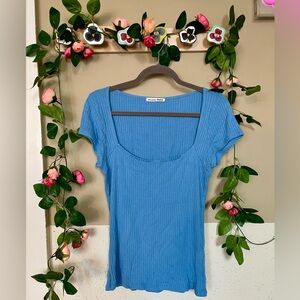 Reformation Bardot Knit Top in Blue